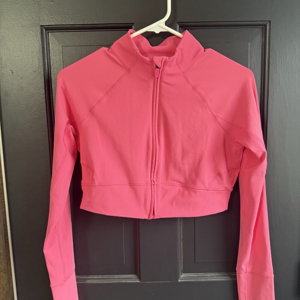 Fabletics Neon Pink Crop Fitted Athletic Jacket Size Medium
